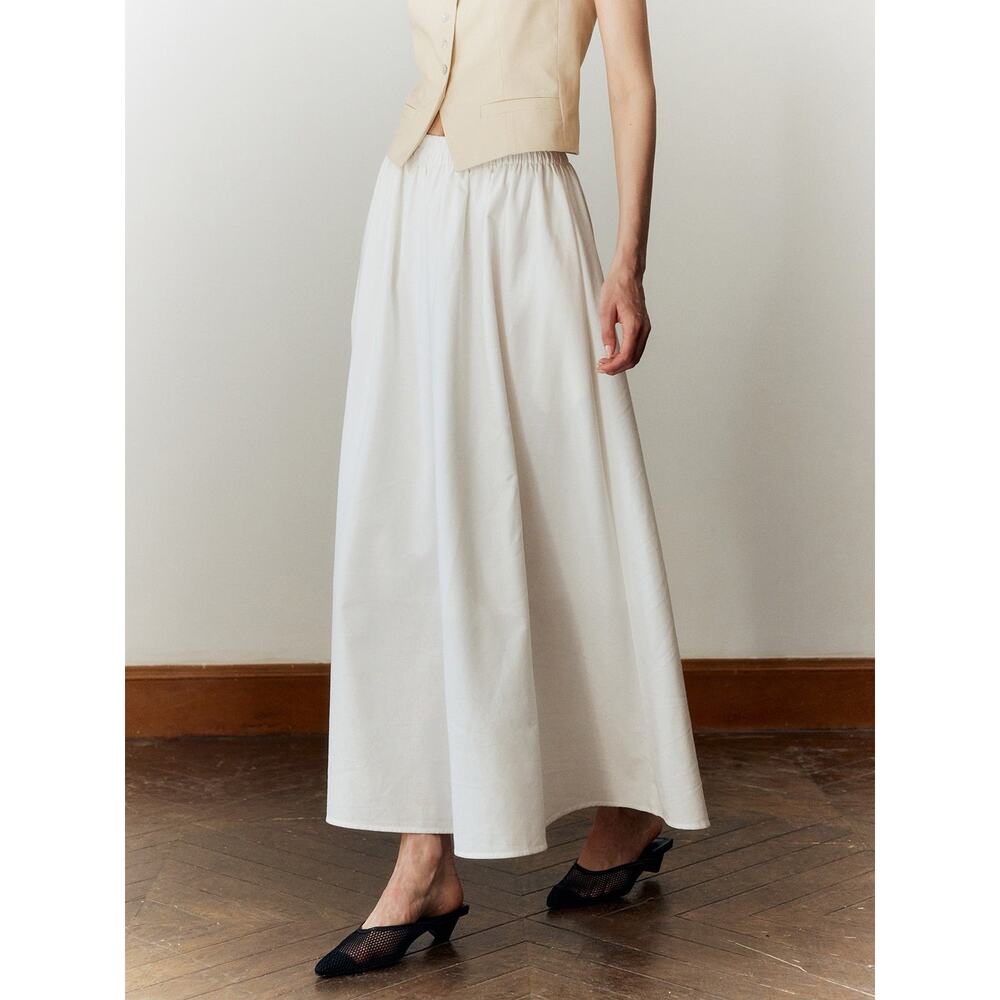 Commense Cotton Linen Maxi Skirt - S - White - Picture 5 of 6